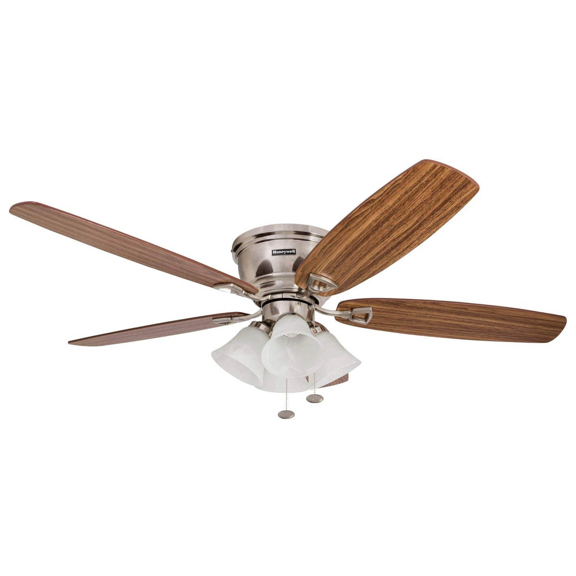 Prominence Home, 52in. Glen Alden Hugger Ceiling Fan Nickel, Fan Diameter 52 in, Fan Blade Span 50-54 Air Delivery 2972 cfm, Model# 50182